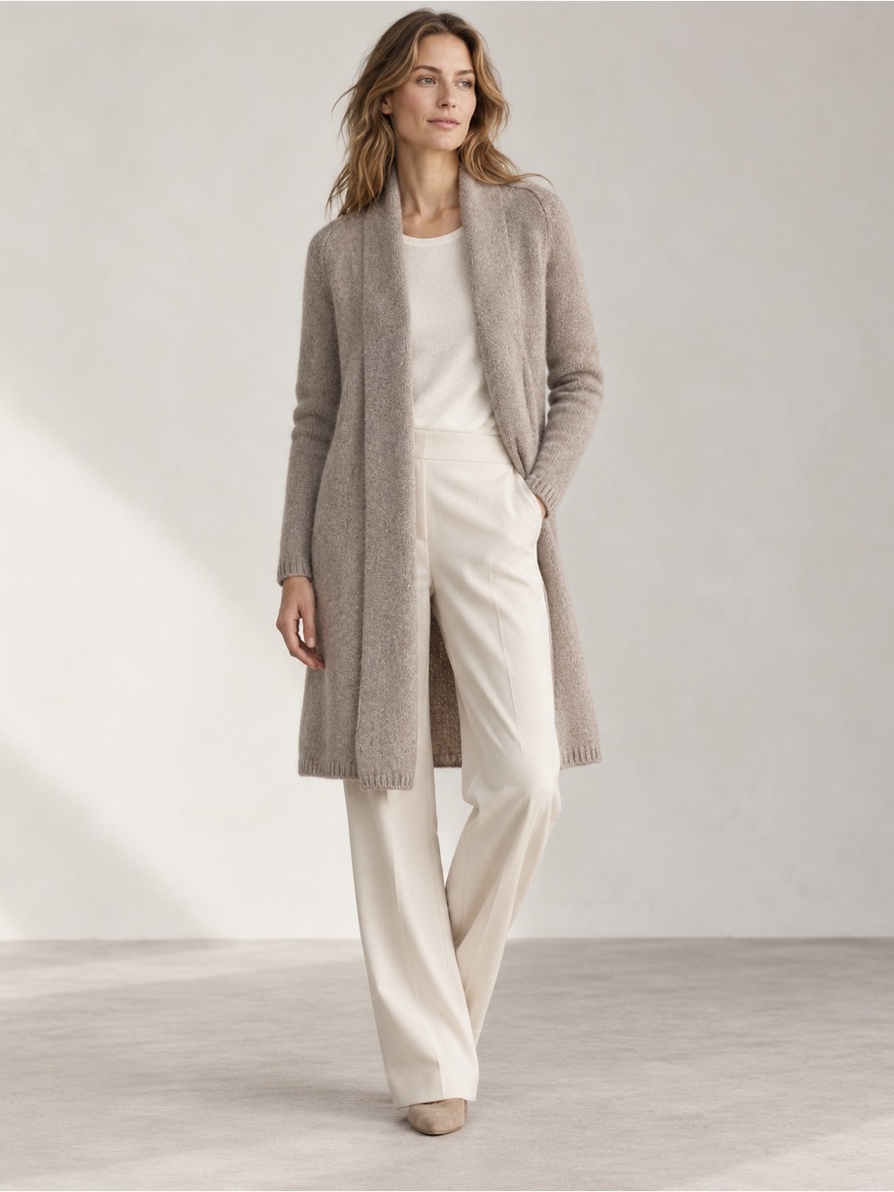 Vince Cashmere Alpaca Merino Wool Long Open Front Cardigan Size S